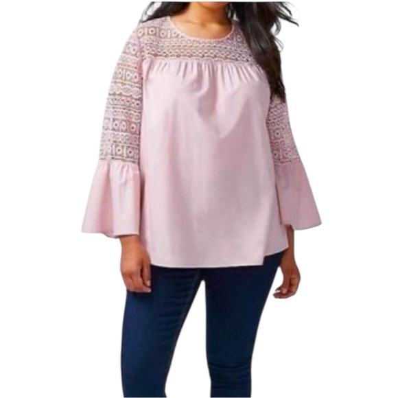 Lane Bryant Tops - LANE BRYANT Lace Bell Sleeve Cotton Blouse Size 18/20 — FEMININE & ROMANTIC